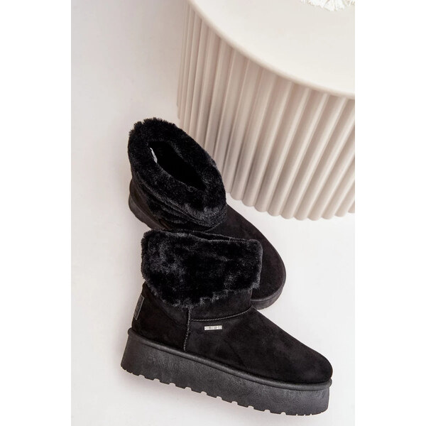 Big Star Shoes Platformové snežnice s kožušinou Big Star Black 65448149