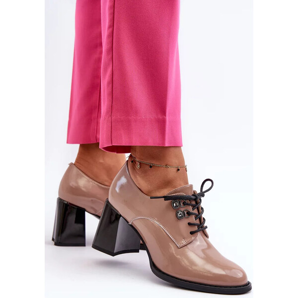 Kesi Dámske béžové lakované topánky na vysokom podpätku Nelione 65460320