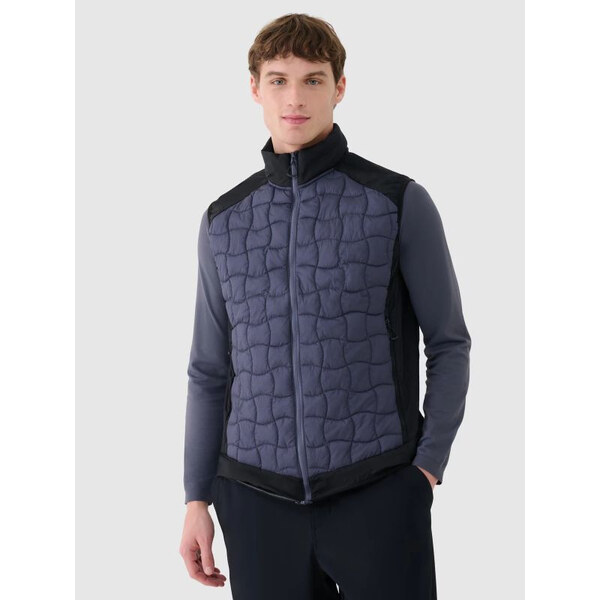 Pánska páperová trekingová vesta s Primaloftom Black 4F 66086777