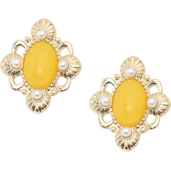 SOHI Náušnice Jocelyn žltá / zlatá / perlovo biela 65966375