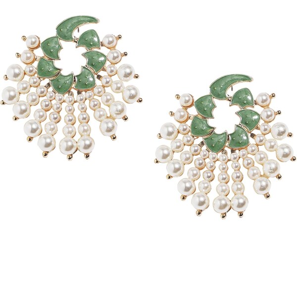 SOHI Náušnice Soonam zelená / biela 65966481