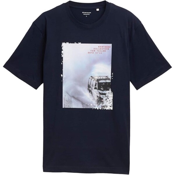 TOM TAILOR Tričko modrosivá / tmavomodrá / tmavočervená / biela 65967082