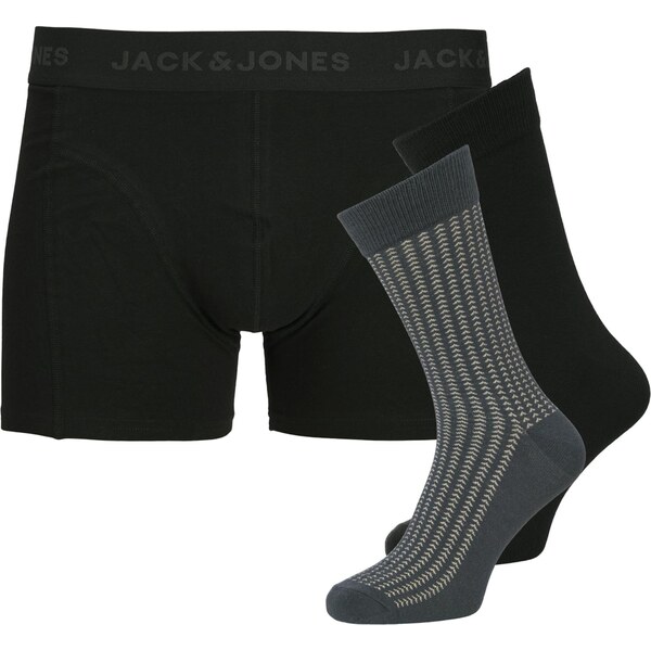 JACK & JONES Boxerky JACTRENT krémová / tmavosivá / čierna 65967238
