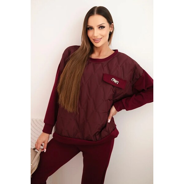 Kesi Włoski Dámsky súprava z teplákov z viskózy s prešívanou mikinou a 65902017