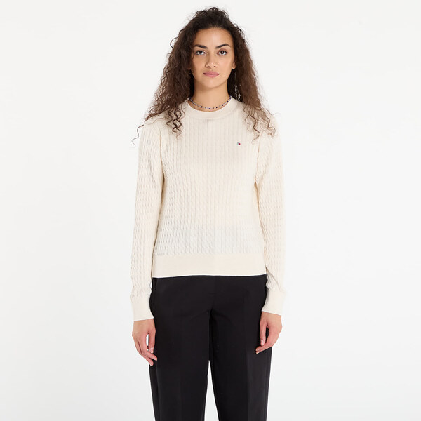 Sveter Tommy Hilfiger Co Cable Fine Gg C-Nk Ls Sweater Heather Ivory 65962390