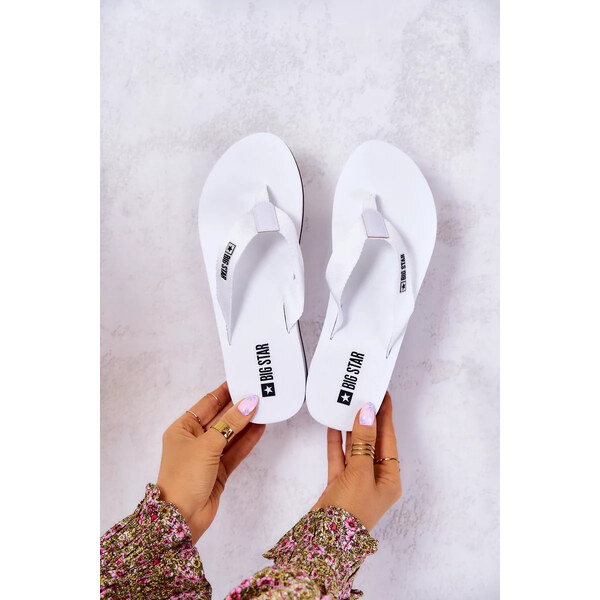 Big Star Shoes Dámske žabky na klinoch Big Star - biele 49786406