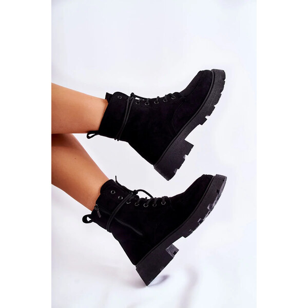 Kesi Dámské semišové kozačky zavazované Černá Vanita 49786730