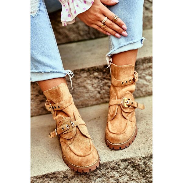 Kesi Dámské Kotníkové Boty Lu Boo Semišové s vykrojením Camel Rock 53356558