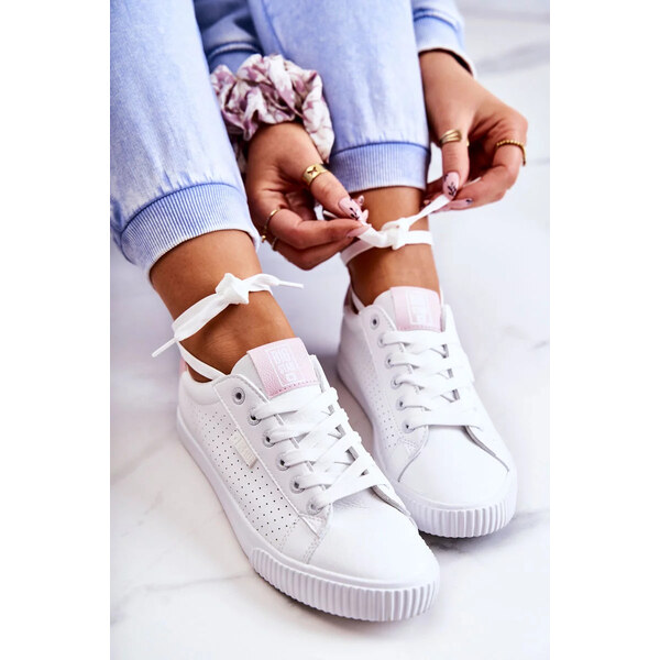 Big Star Shoes Dámské klasické tenisky Big Star - bílé/růžové 53292244