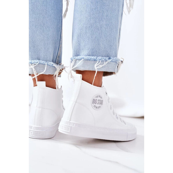 Big Star Shoes Dámske kožené členkové tenisky Big Star white 53292277