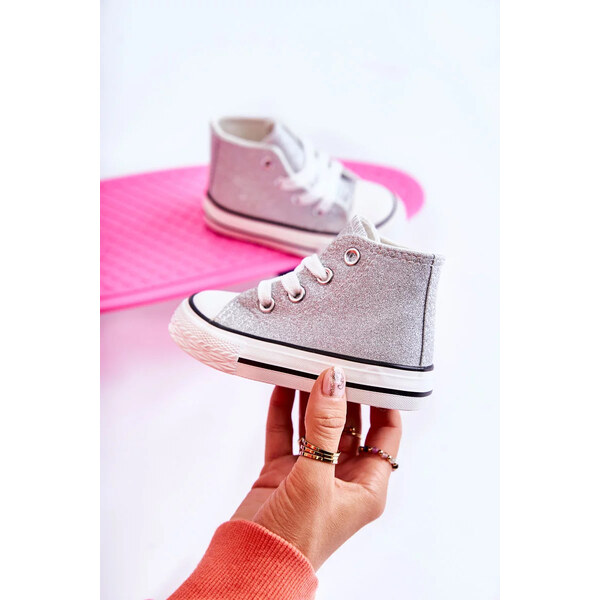 Kesi Detské vysoké tenisky strieborné Catrina 58200550