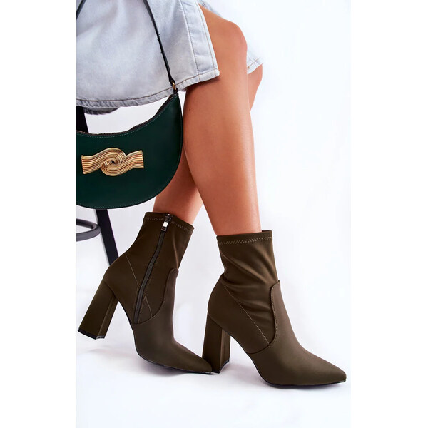 Kesi Dámské Materiál Boty Na Podpatku Khaki Amile 53356602