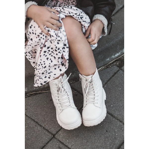 Kesi Dětské Kožené Kozačky Se Zipem Béžove Omua 54915369