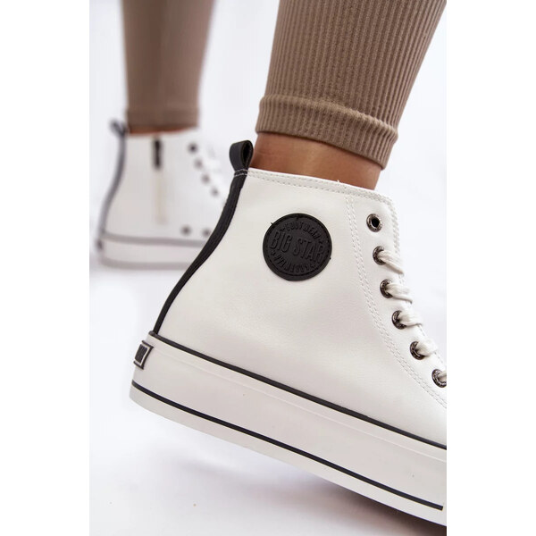 Big Star Shoes Dámské vysoké zateplené tenisky Big Star KK274170 Bíle 53292406