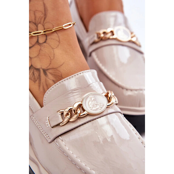 Kesi Lakované mokasíny na platformě Světle šedé Ronin 51483989