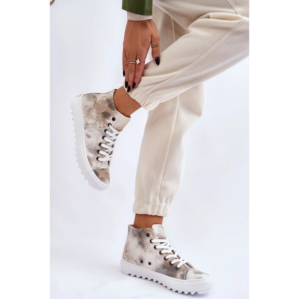 Big Star Shoes Dámské tenisky High Big Star LL274047 Bílá a zelená 53292495