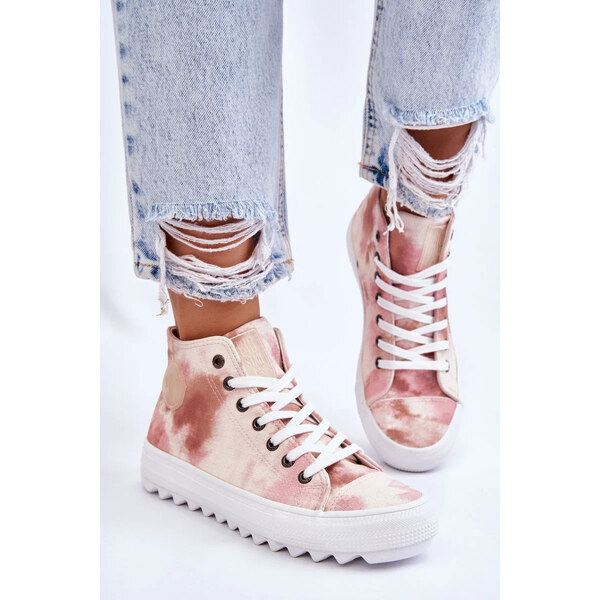 Big Star Shoes Dámske vysoké tenisky Big Star - béžová/ružová 53292496