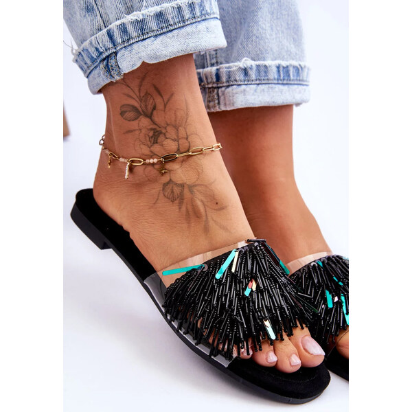 Kesi Dámské pantofle s módními ozdobami S.Barski Černá 55727575