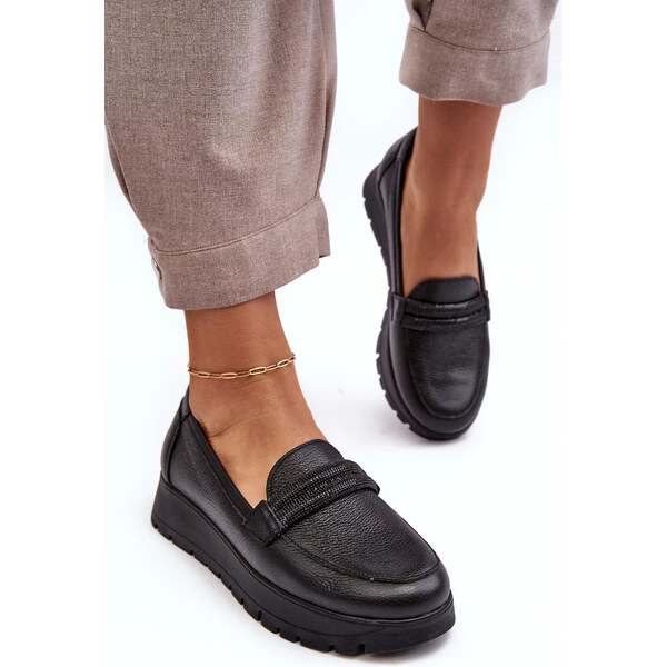 Kesi Kožené Boty na platformě s ozdobou, černá Lemar Lehira 55604747