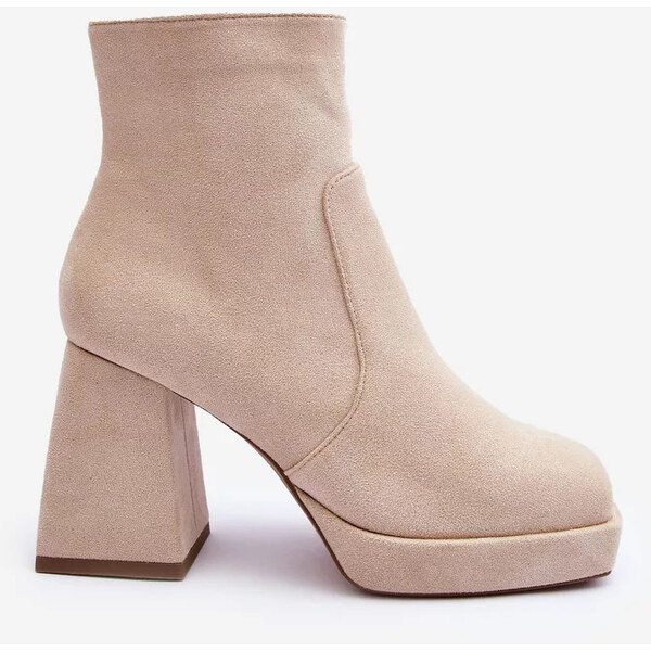 Kesi Semišové kotníkové boty s masivními vysokými podpatky, světle 53392103