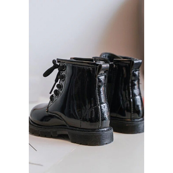 Kesi Dětské lakované kotníkové boty na zip, Black Tibbie 53392107