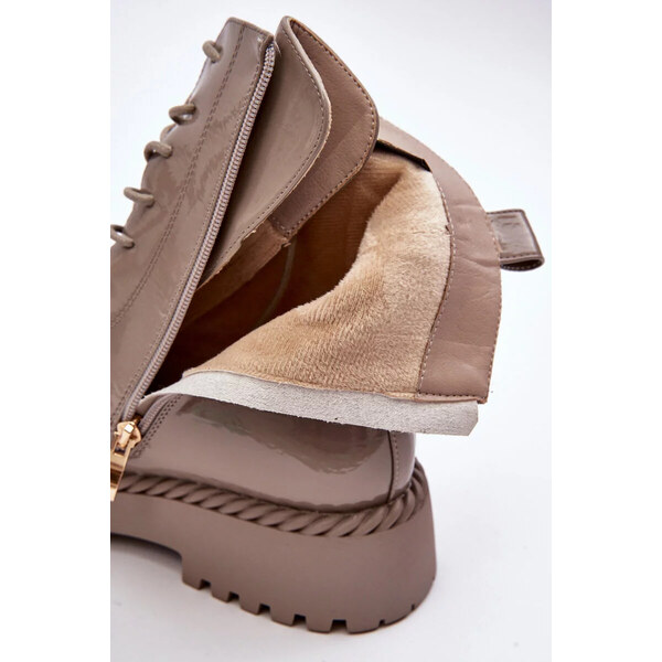 Kesi Dámské patentované kotníkové boty s ozdobou, béžová S.Barski 53356673