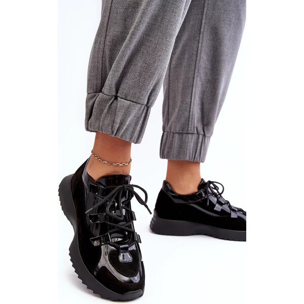 Kesi Kožená patentovaná dámská sportovní obuv Zazoo Black 55436783