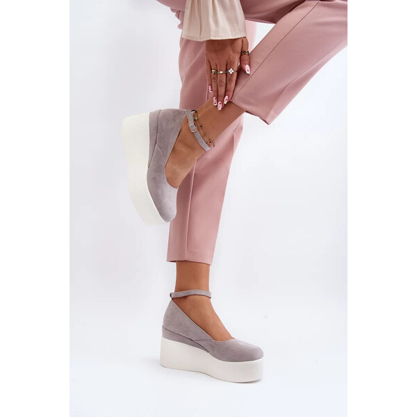 Kesi Dámské espadrilky na klínově šedé Malla 52662321