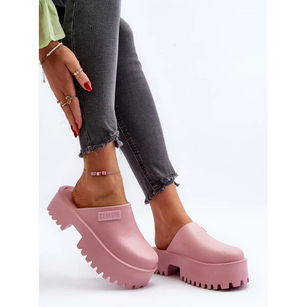 Big Star Shoes Dámske papuče na platforme Big Star - ružové 55727988