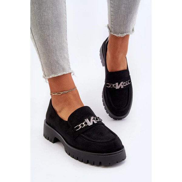 Kesi Dámské semišové mokasíny s ozdobou, černá, Loraleima 51489820
