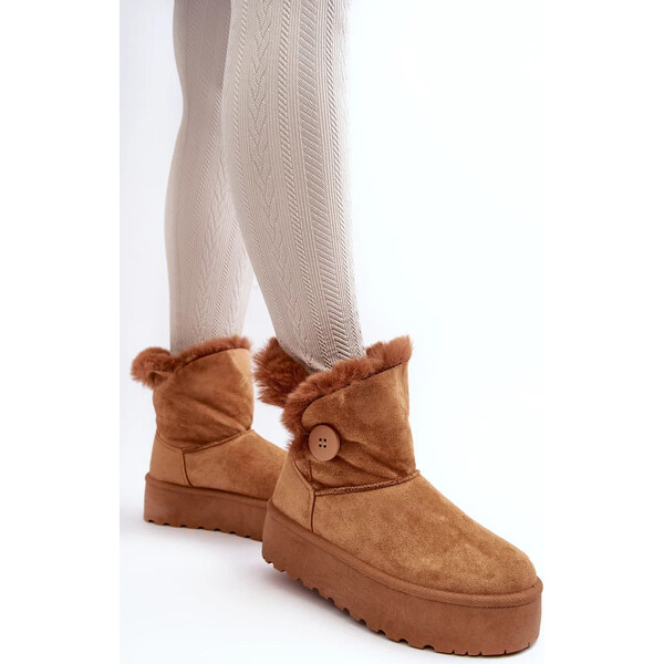 Kesi Dámské sněhule na platformě s kožešinou Camel Vikas 55677978