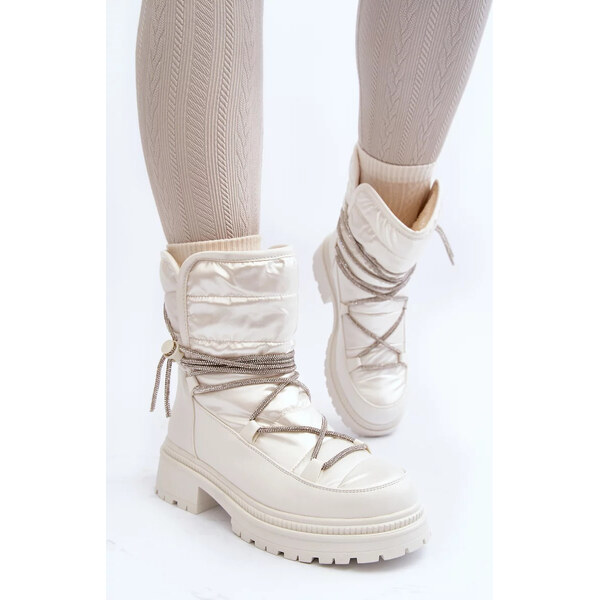 Kesi Dámské sněhule s ozdobným šněrováním, bílá Rilana 55678064