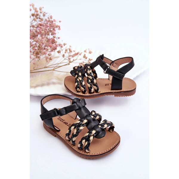 Kesi Detské sandále na suchý zips s pruhmi Black Sammy 57117086