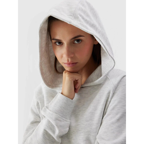 Dámska mikina bez zapínania a s kapucňou 4F - sivá 56953205