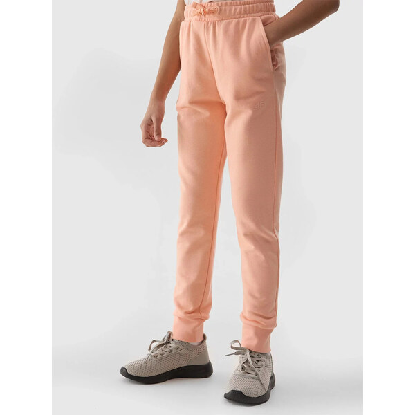 Dievčenské tepláky typu jogger 4F - koralové 58281289