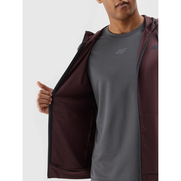 Pánska športová mikina s kapucňou 4F - hnedá 57163843