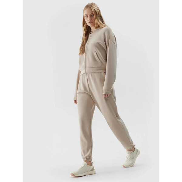 Dámska mikina s kapucňou na zips 4F - hnedá 56953211