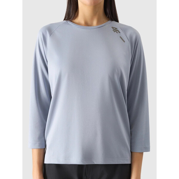 Dámske cyklistické rýchloschnúce tričko s dlhým rukávom 4F - modré 57117264