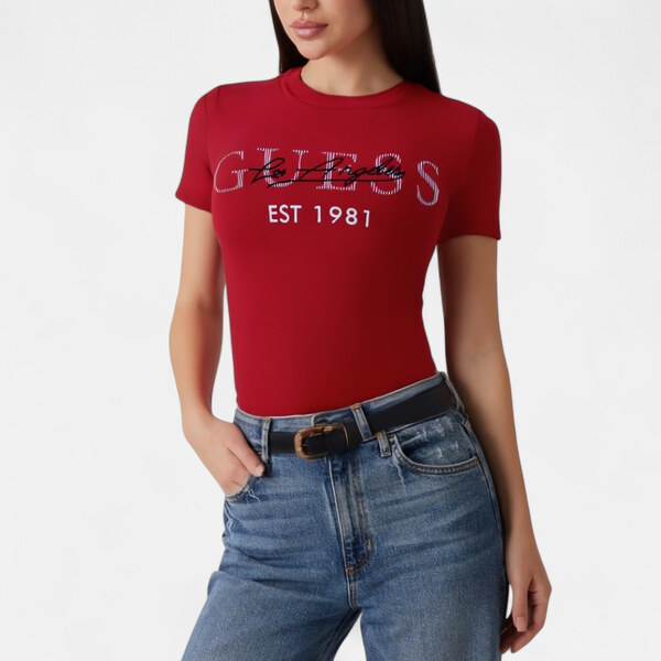 Dámské vínové triko Guess M56469 65968795