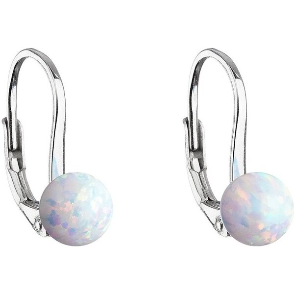 Evolution Group Pôvabné strieborné náušnice s bielym syntetickým 66596090