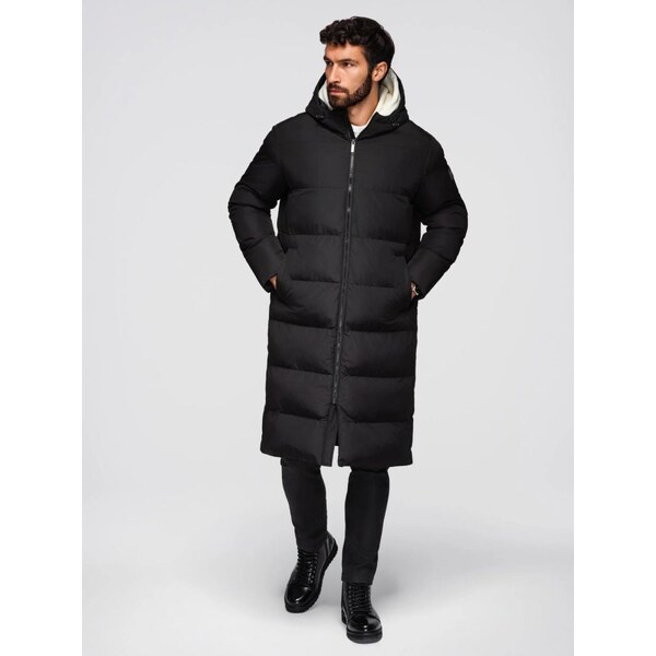 Ombre Clothing Atraktívna prešívaná čierna pánska parka V1 JALJ-0269 65971036