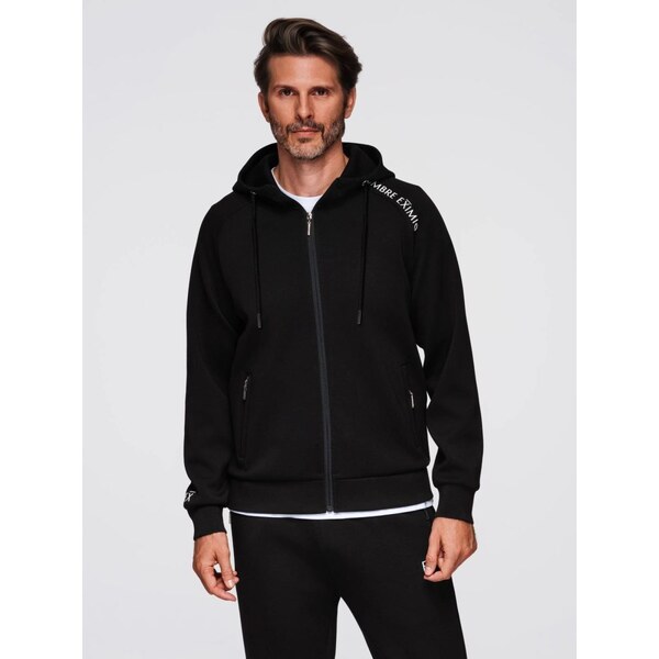 Ombre Clothing Pútavá čierna mikina s logom V1 SSZP-0216 65971050