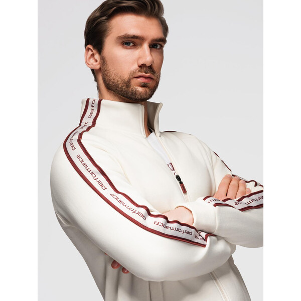 Ombre Mens unbuttoned sweatshirt with piping and high collar - cream 65992015