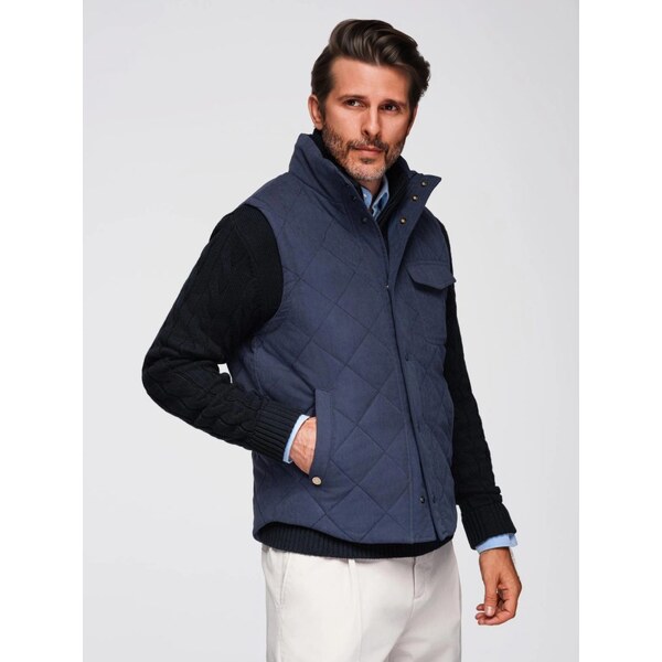 Ombre Clothing Trendy tmavomodrá pánska vesta V2 JAVJ-0277 65972516