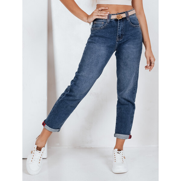 BASIC Modré dámske mom fit džínsy s vysokým pásom UY2773 65976361