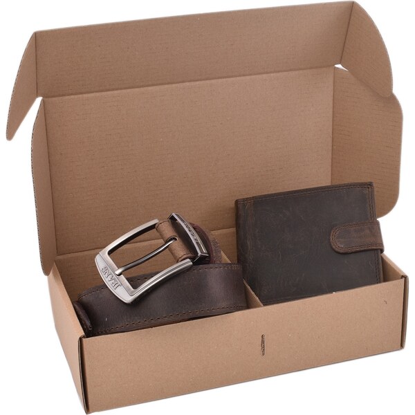 Mercucio Elegantný darčekový set tmavý tan - pánska peňaženka 2911927 65975221