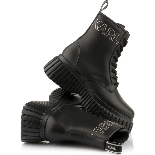 ČLENKOVÁ OBUV KARL LAGERFELD KREEPER WEDGE MICRO STUDS LACE BOOT 67047568