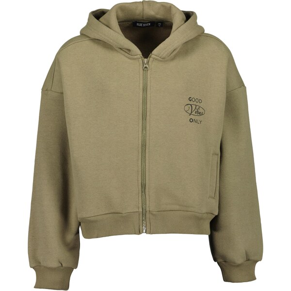 BLUE SEVEN Tepláková bunda kaki / čierna 65979629