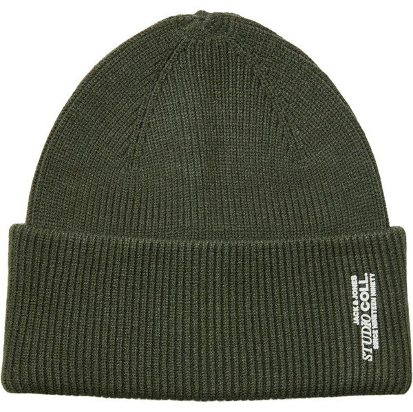 JACK & JONES Čiapky JACCOLL tmavozelená / biela 65980652