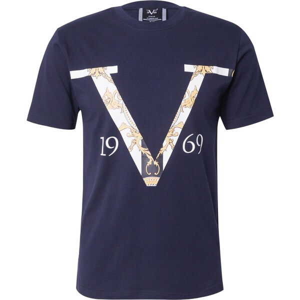 19V69 ITALIA Tričko Kiano námornícka modrá / žltá / zlatá žltá / biela 65992666